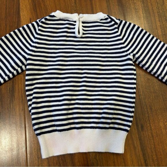 Janie & Jack white/navy stripe embroidered cherries sweater - Picture 3 of 6